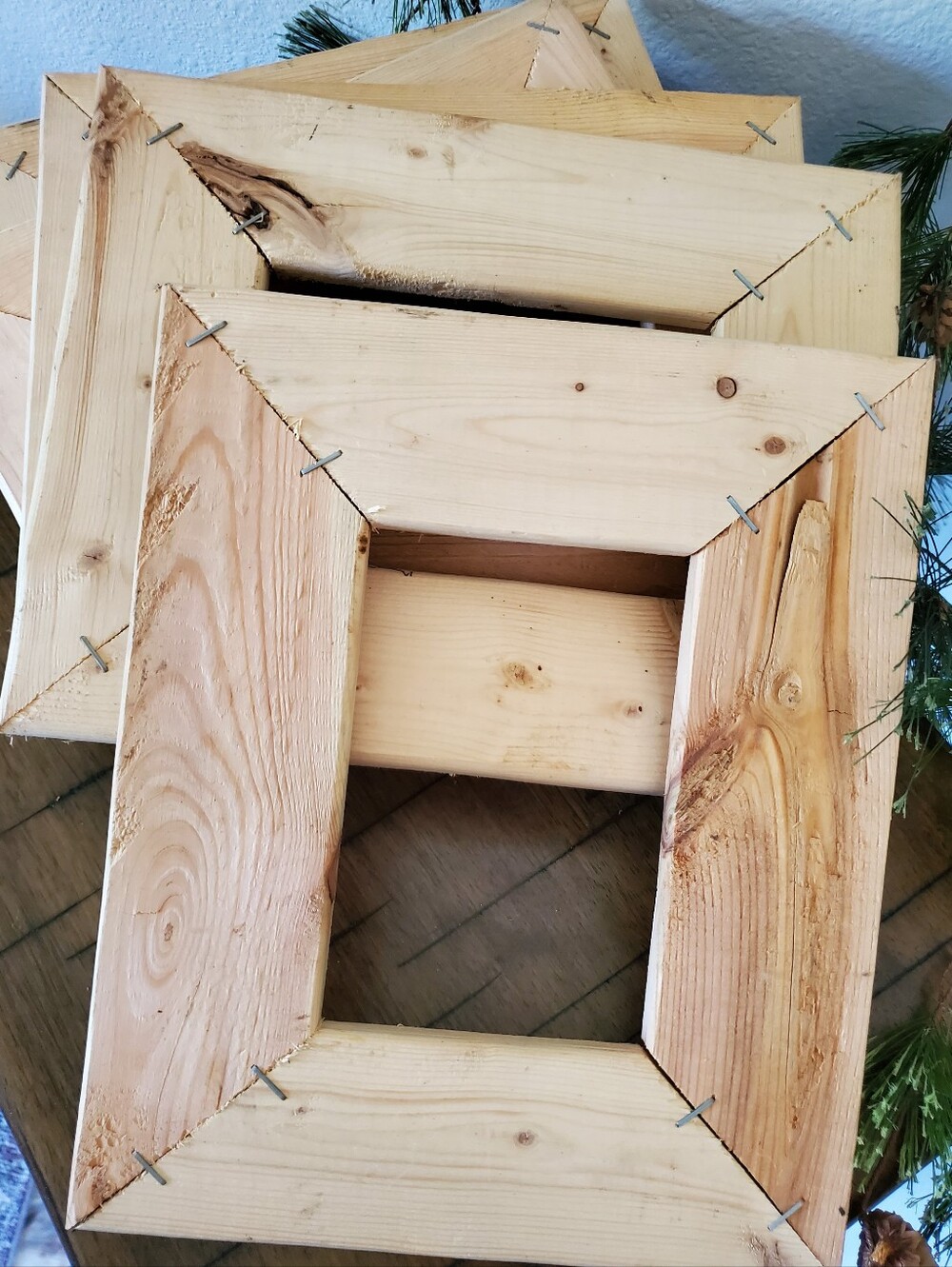 Set of 5 Unfinished Rustic Wood Pine Picture Frames DIY Craft Gallery
